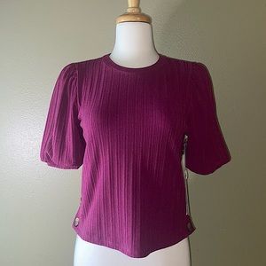 Puff Sleeve Top, Magenta, NWT, Size M